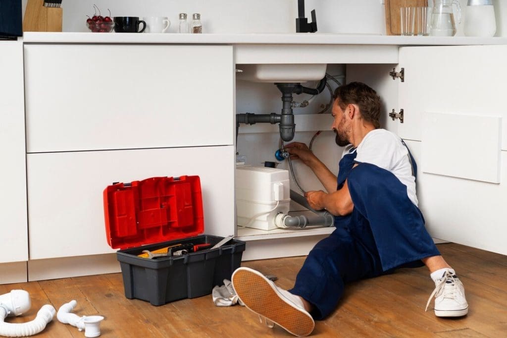 Photo of a plumber fixing a pipe | RossCo Service Plumbers in Tacoma
