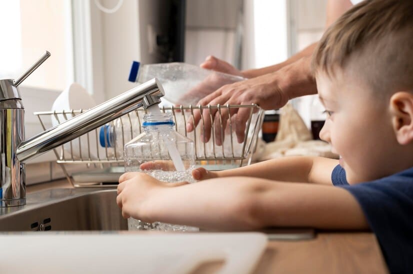 A Kid Filling up his bottle with water | RossCo Service Plumbers in Tacoma